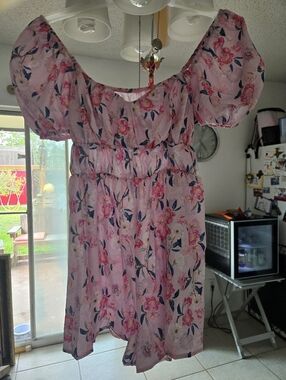Pink Floral Off-Shoulder Sundress